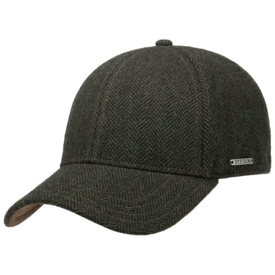 Stetson Baseball Cap Wool Herringbone - Olive Herringbone - Unisex - XL - Partioaitta