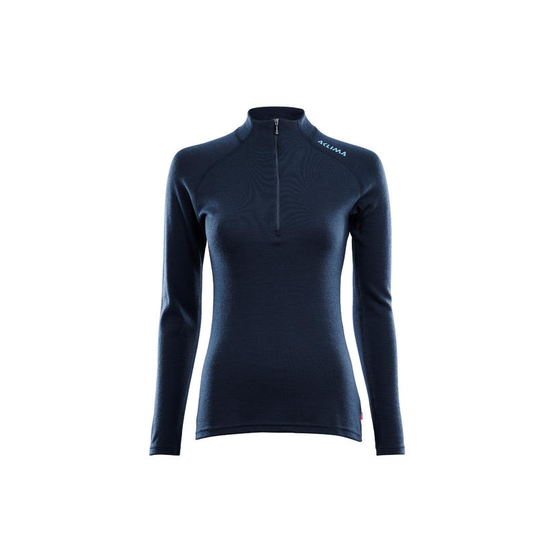 Aclima WW Mock Neck W zip naisten merinovillapaita, NavyBlaz