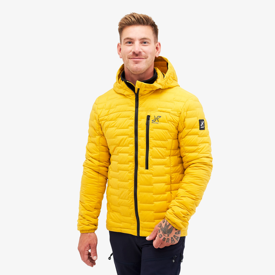 Flex Down Jacket Miehet Lemon Curry, Koko:2XL - Ulkoilutakki, Kuoritakki & Tuulitakki