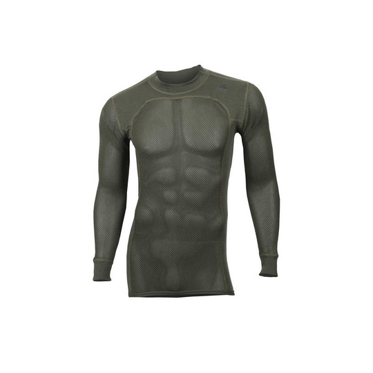 Aclima Wool Net Crew Neck Olive miesten pitkähihainen verkkoaluspaita.