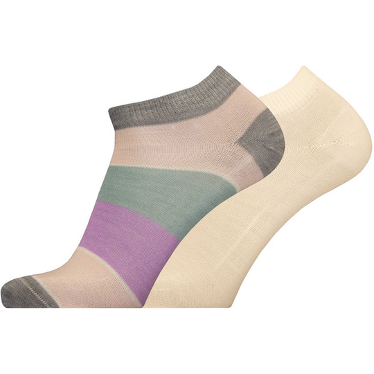 Sukkamestarit Merinovillasukat Sneaker 2-pack - Multiraita Leveä Ja Ohut Paste - Unisex - 35-38 - Partioaitta