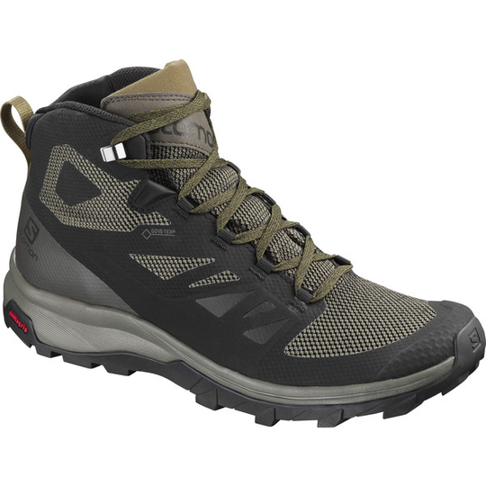 Salomon Outline Mid Gtx - Black/beluga/capers - Miehet - UK 9 - Partioaitta