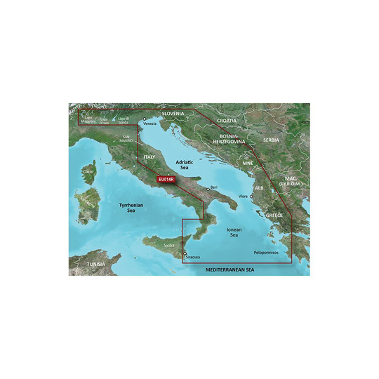 Garmin Italy Adriatic Sea microSD™/SD™-kortti: VEU014R, Kartat & Ohjelmistot