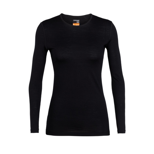 Icebreaker W 200 Oasis Ls Crewe - Black - Naiset - L - Partioaitta