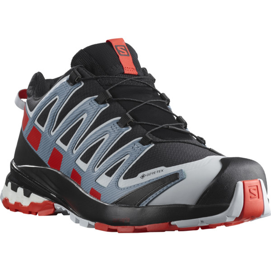 Salomon Xa Pro 3d V8 Gtx - Black/fiery Red/faded Denim - Miehet - UK 7.5 - Partioaitta