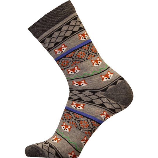 Sukkamestarit Merinovillasukat - Kettu Fairisle Harmaa - Unisex - 35-38 - Partioaitta